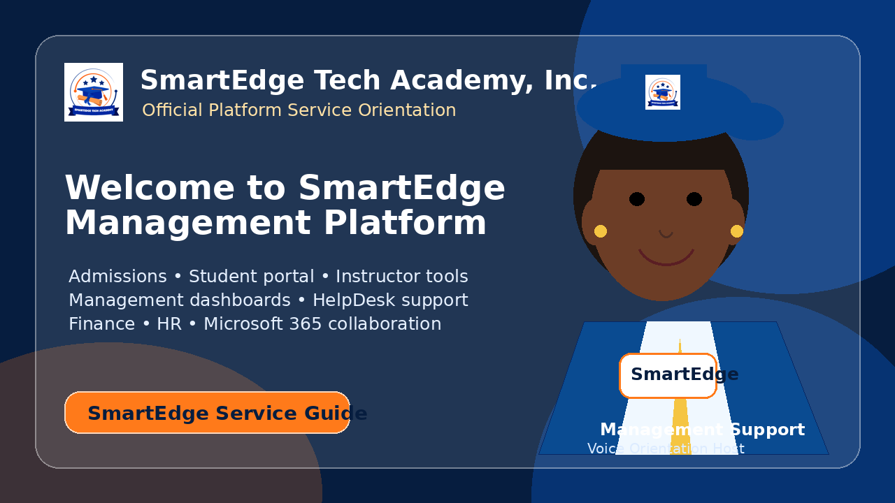 SmartEdge Tech Academy African female voice guide wearing branded management shirt and cap